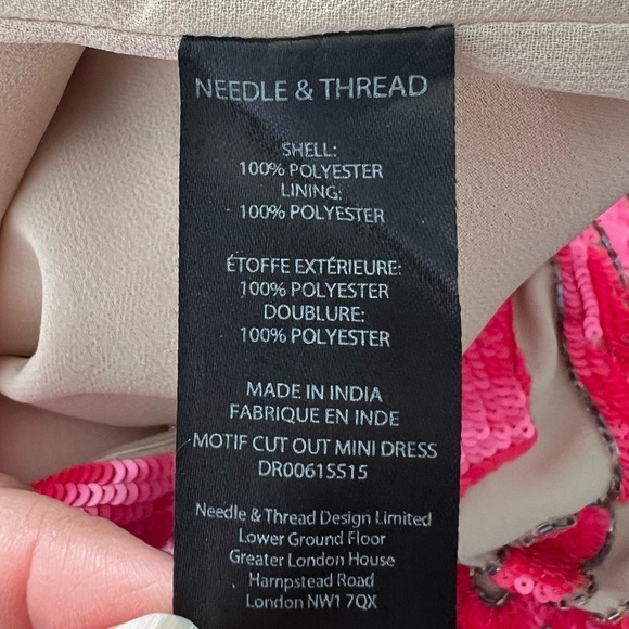 Needle & Thread Sequin Motif Shift Dress Pink Size 8 - Picture 9 of 12